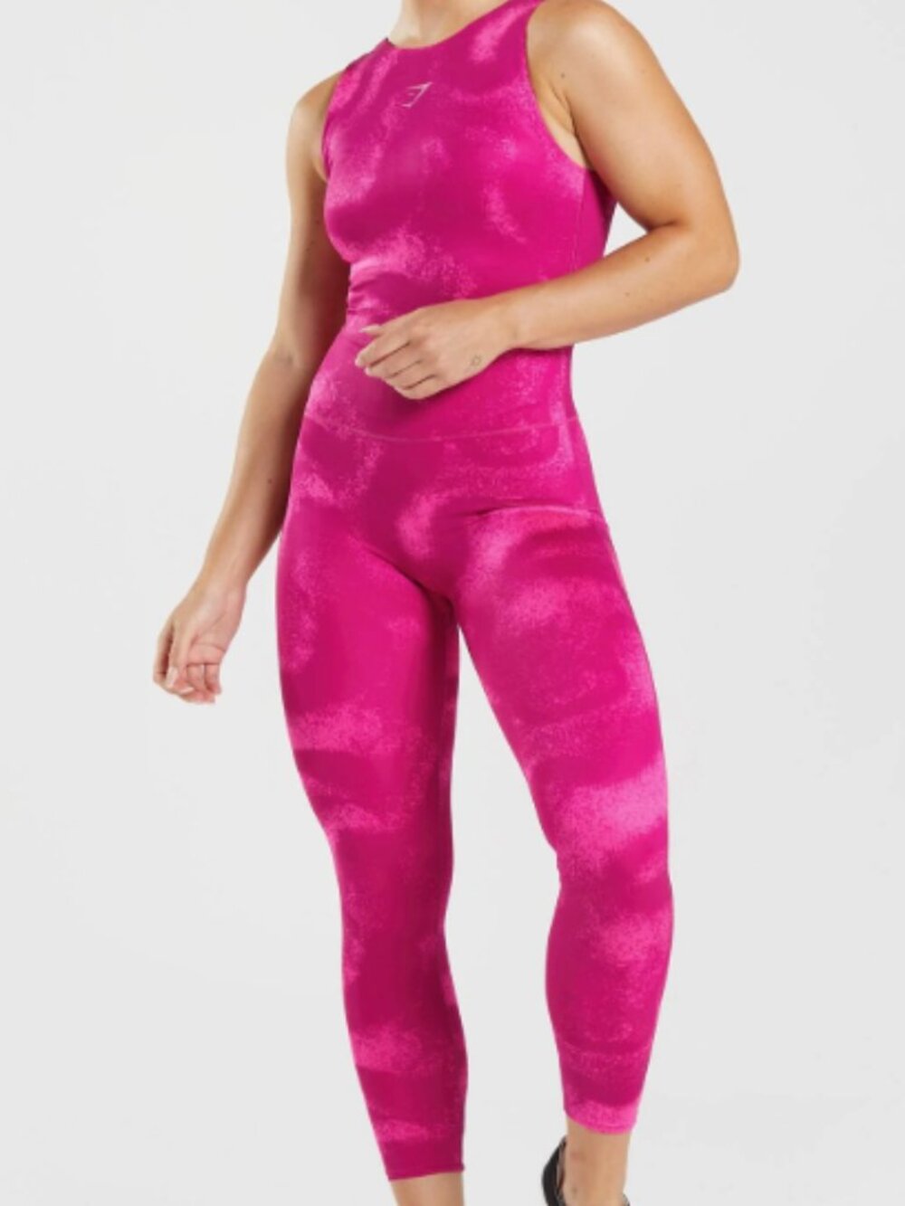 GYMSHARK GS Power Full Length All In One Onesie One Piece Magenta Pink Print